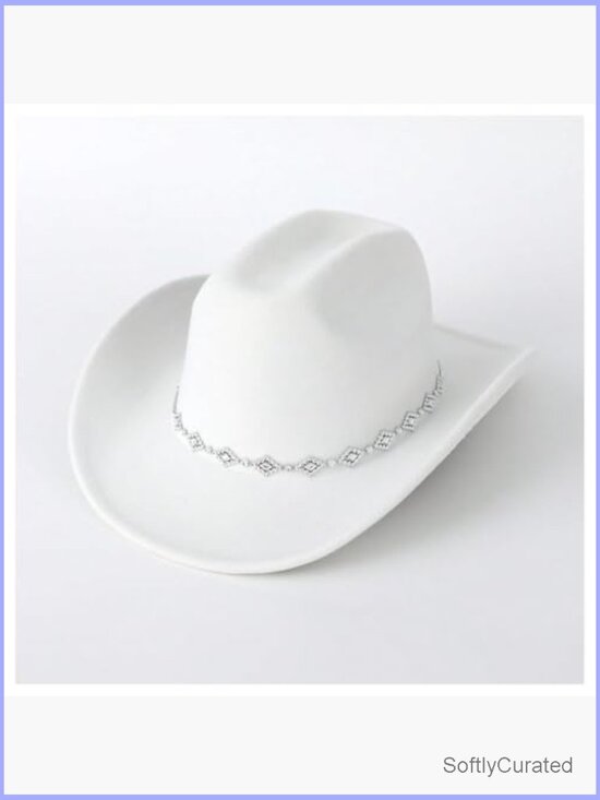 Wide Brim Cowboy Hat Rhinestone Decor Western Cowgirl Hat main image 6